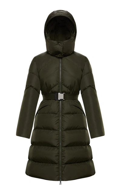 Shop Moncler Women's Agot Hooded Long Down Puffer Coat In Green