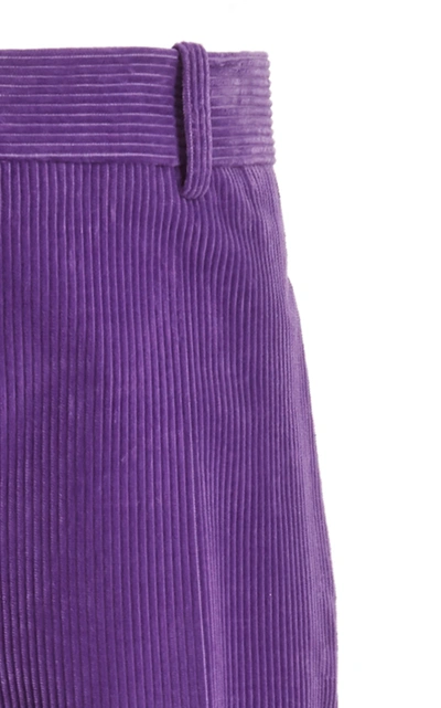 Shop Victoria Beckham Women's Cropped Corduroy Wide-leg Trousers In Purple