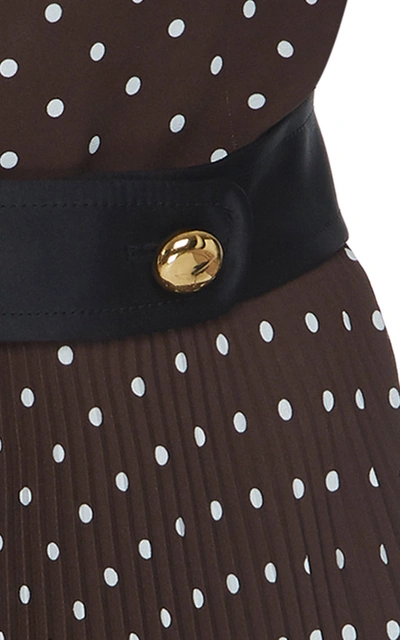 Shop Prada Button-detailed Polka-dot Crepe De Chine Midi Dress In Print