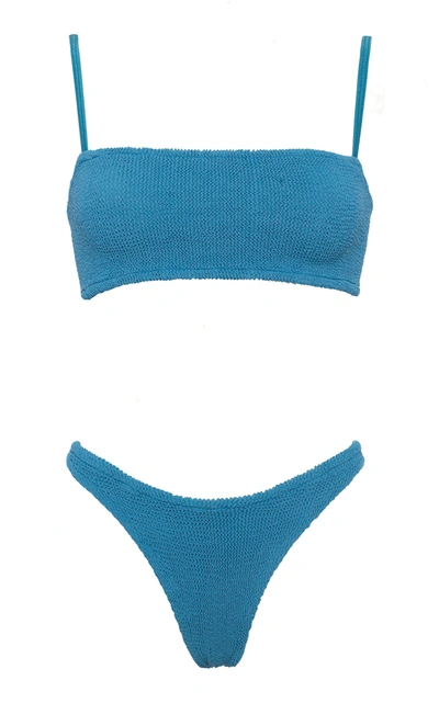 Shop Hunza G Smocked Gigi Bikini In Blue