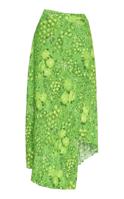 Shop Balenciaga Twisted Pleats Midi Skirt In Green