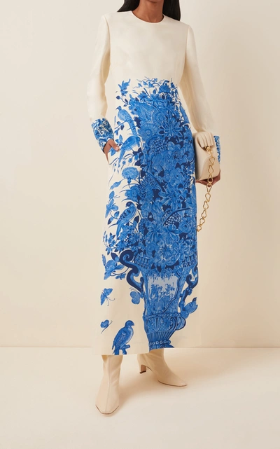 Shop Valentino Grace-print Wool-silk Maxi Dress