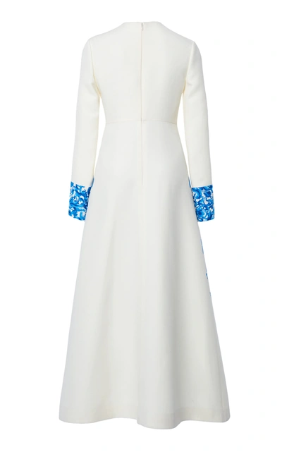 Shop Valentino Grace-print Wool-silk Maxi Dress