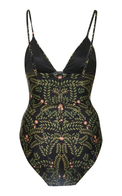 Shop Agua By Agua Bendita Azafran Printed Swimsuit In Black