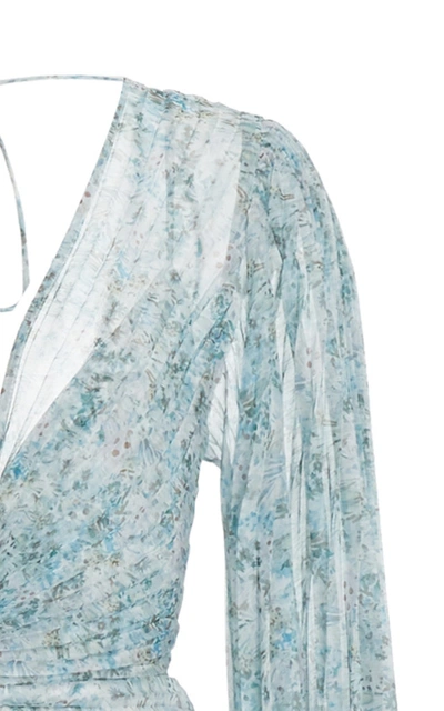Shop Acler Women's Astone Floral Plisse Handkerchief Dress In Blue