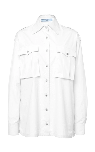 Shop Prada Button-detailed Cotton Shirt In White