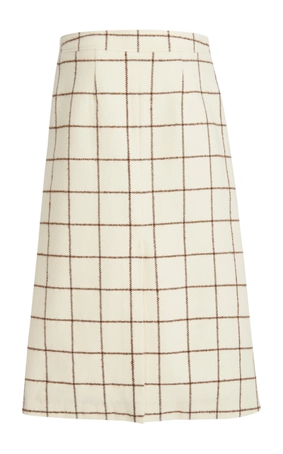 Shop Wales Bonner London Checked Wool Wrap Skirt In Plaid