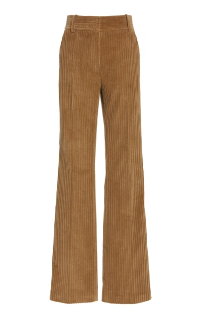 Shop Victoria Beckham High-rise Straight-leg Corduroy Pants In Brown