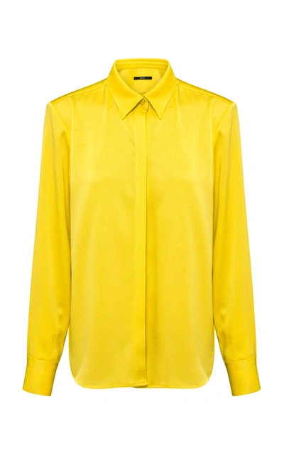 Shop Alex Perry Women's Kristen Satin Crepe Shirt In Yellow