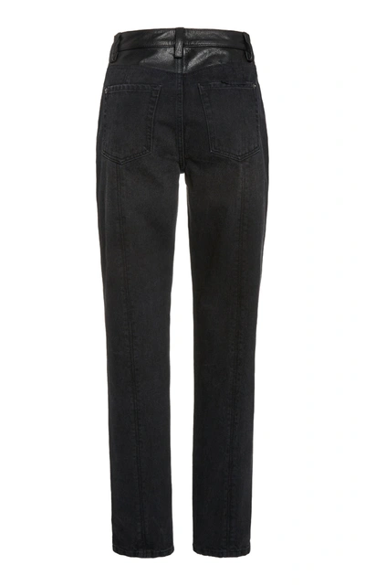 Shop Ksubi Slim Pin Rigid High-rise Cropped Jeans In Black
