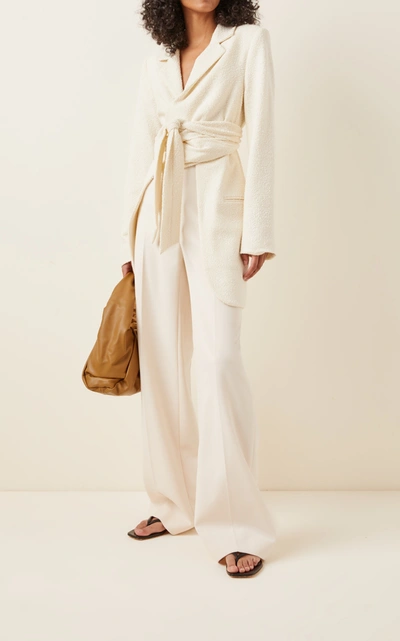 Shop Deveaux Women's Cate Wrap-effect Woven Jacket In White,black