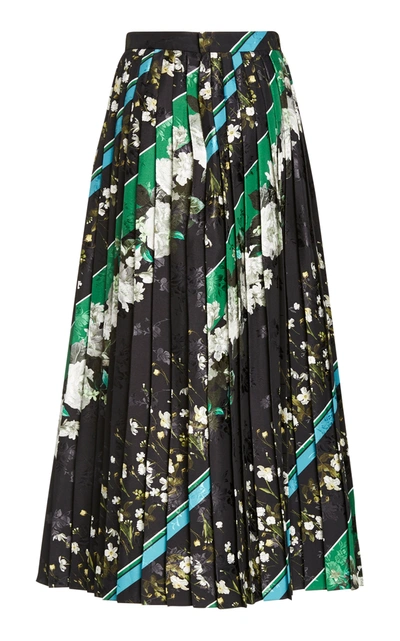 Shop Erdem Women's Nolana Pleated Jersey Midi Skirt In Multi