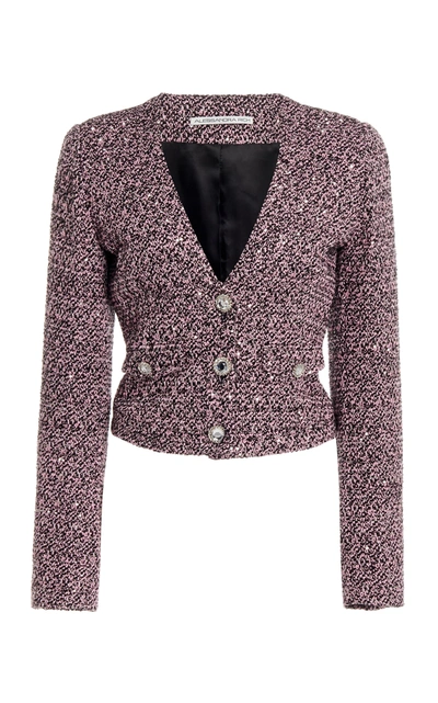 Shop Alessandra Rich Sequined Tweed Cropped Jacket In Multi