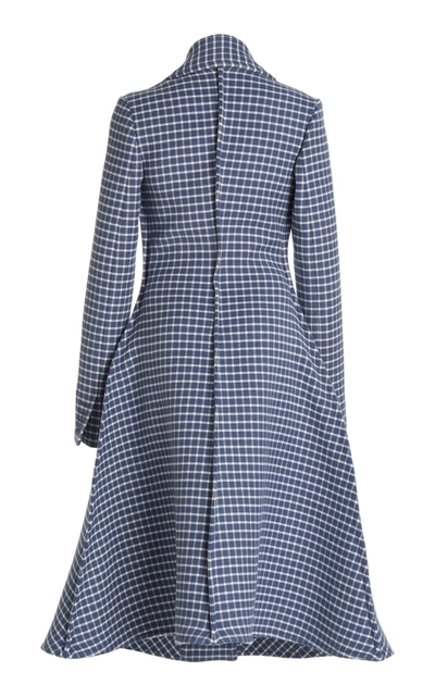 Shop Jw Anderson Plaid Curved-hem Wool-blend Coat