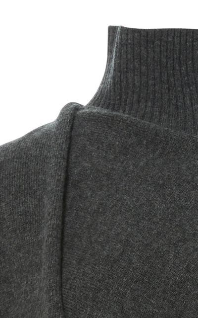Shop Lvir Draped Wool Turtleneck Sweater In Dark Grey