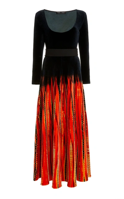 Shop Proenza Schouler Belted Tie-dyed Velvet Maxi Dress In Print