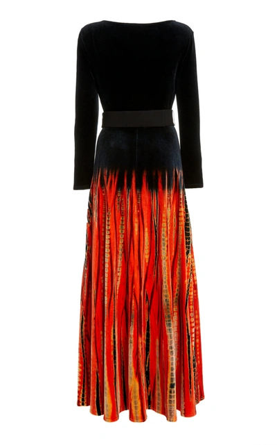 Shop Proenza Schouler Belted Tie-dyed Velvet Maxi Dress In Print