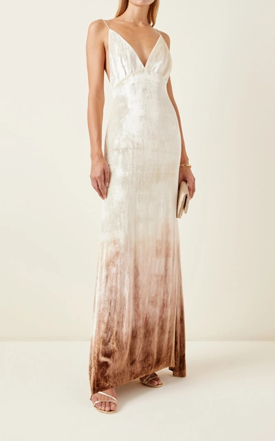 Shop Danielle Frankel Women's Imogen Ombrã© Velvet Gown In White