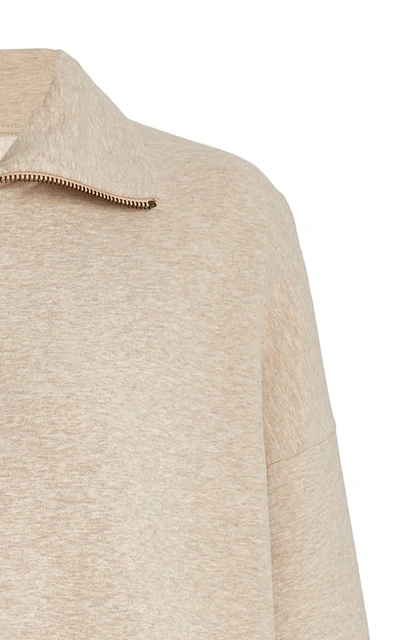 Shop Vince Women's Half-zip Cotton-knit Sweatshirt In Grey,neutral