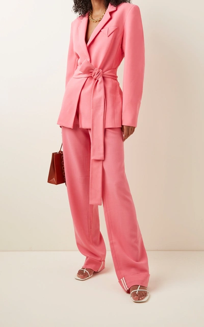 Shop Maggie Marilyn Have The Faith Belted Wool Blazer In Pink