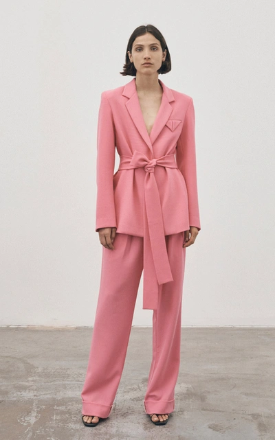 Shop Maggie Marilyn Have The Faith Belted Wool Blazer In Pink