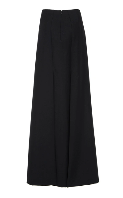 Shop Valentino Pleated Wool-blend Maxi Skirt In Black