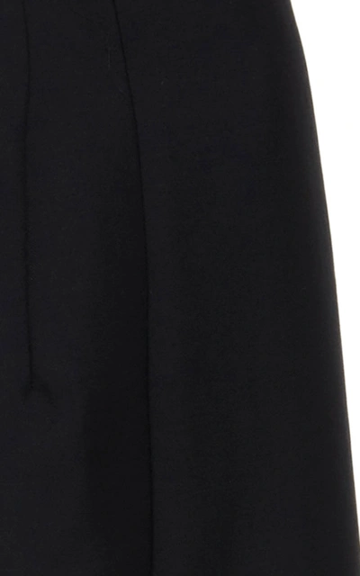 Shop Valentino Pleated Wool-blend Maxi Skirt In Black