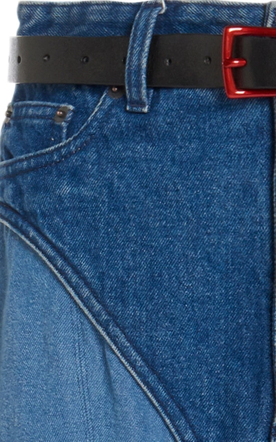 Shop Y/project Belted Two-tone Denim Stirrup Pants In Blue