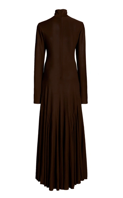 Shop Bottega Veneta Women's Mock-neck Jersey Maxi Dress In Brown