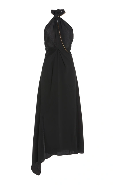 Shop Victoria Beckham Halter Neck Crepe Midi Dress In Black