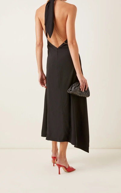 Shop Victoria Beckham Halter Neck Crepe Midi Dress In Black