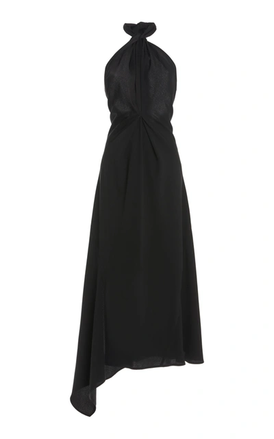 Shop Victoria Beckham Halter Neck Crepe Midi Dress In Black