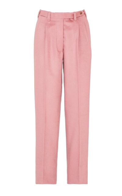 Shop Giuliva Heritage The Cornelia Cashmere Pleated Straight-leg Trousers In Pink