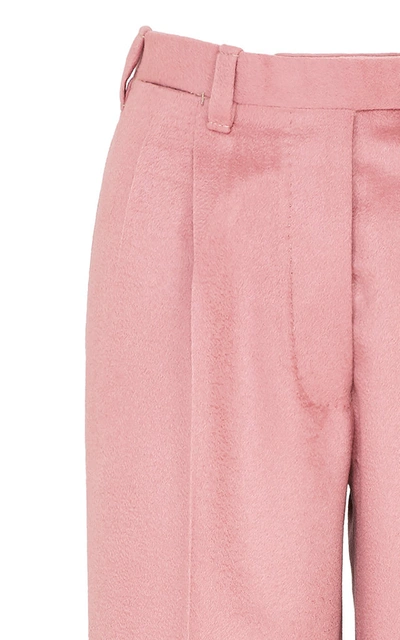 Shop Giuliva Heritage The Cornelia Cashmere Pleated Straight-leg Trousers In Pink