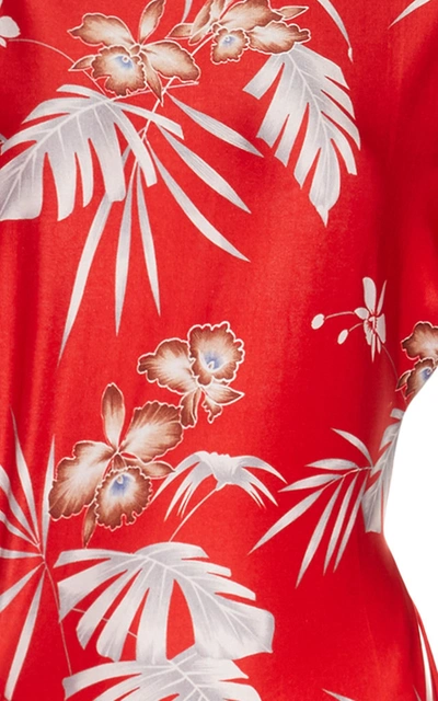 Shop Paco Rabanne Asymmetric Printed Stretch-jersey Midi Dress In Floral