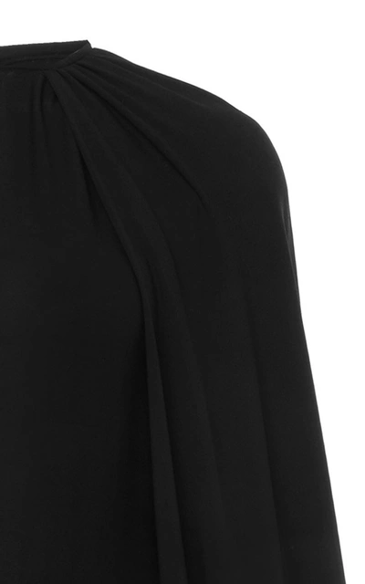 Shop Valentino Women's Draped Silk Georgette Midi Dress In Black