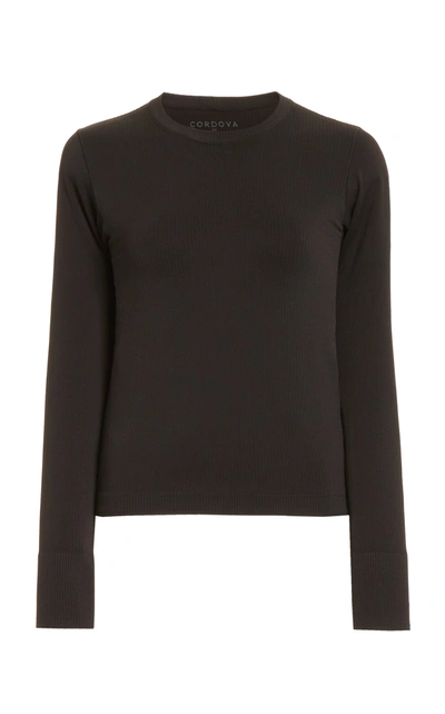 Shop Cordova Ribbed-knit Base Layer Top In Black