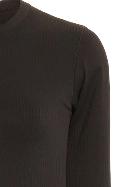 Cordova Round Neck Ribbed Stretch-knit Top In Black