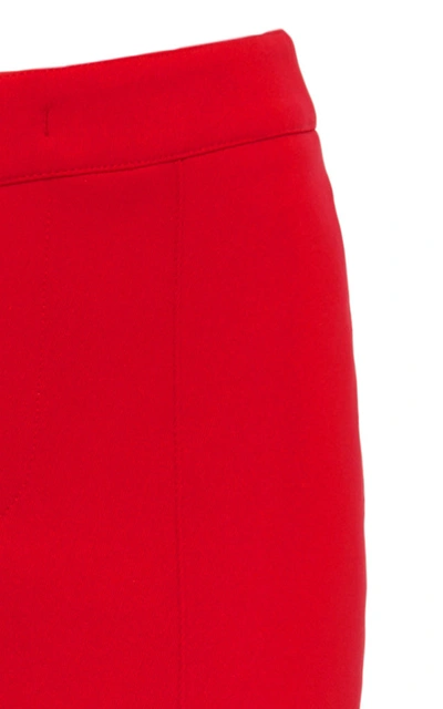 Shop Moncler Mid-rise Stirrup Stretch-twill Leggings In Red