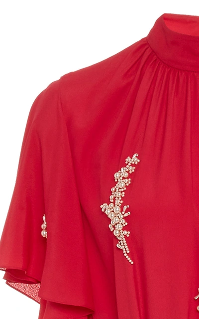 Shop Erdem Women's Ciella Belted Embellished Crepe Gown In Pink