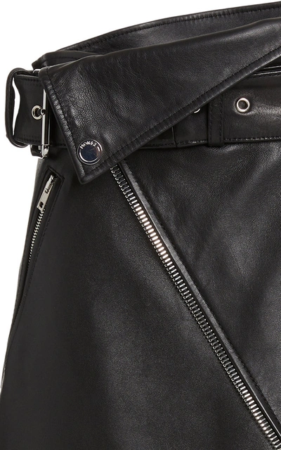 Shop Monse Wrap-effect Leather Moto Skirt In Black