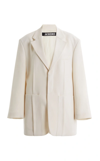 Shop Jacquemus Oversized Wool-blend Blazer In White