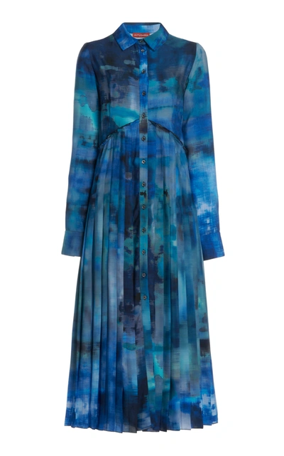 Shop Altuzarra Vivian Printed Georgette Dress In Blue
