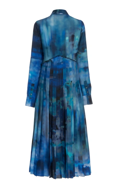 Shop Altuzarra Vivian Printed Georgette Dress In Blue