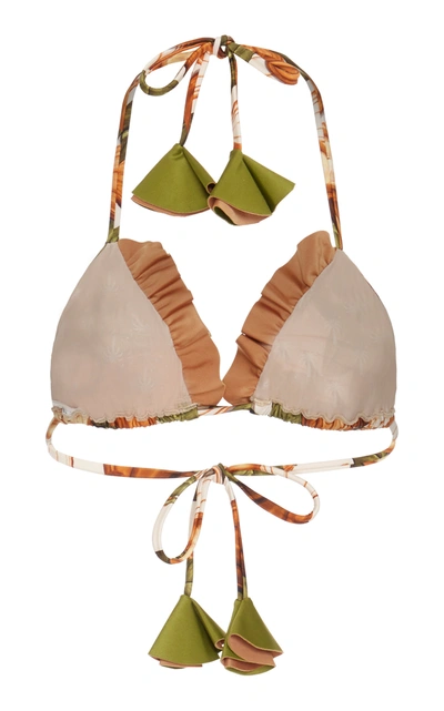 Shop Água De Coco Ruffled Printed Triangle Bikini Top