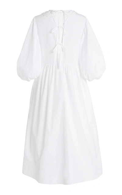 Shop Cecilie Bahnsen Mette Lace-trimmed Cotton Midi Dress In White