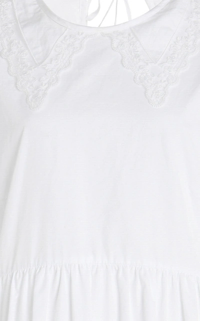 Shop Cecilie Bahnsen Mette Lace-trimmed Cotton Midi Dress In White