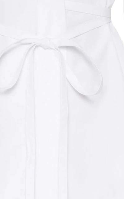 Shop Valentino Belted Cotton Poplin Shirt In White