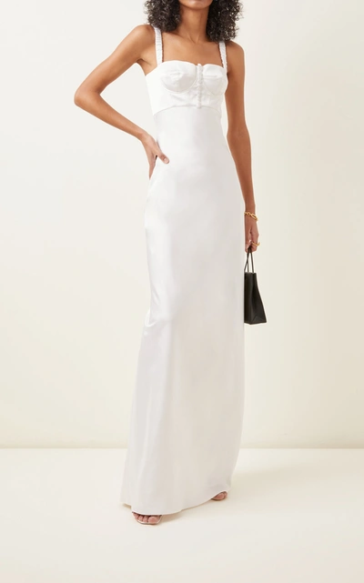 Shop Anna October Women's Bustier Satin Maxi Dress In White
