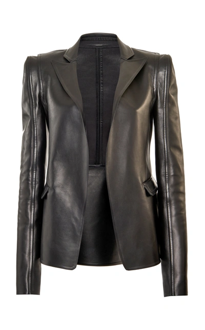 Shop Valentino Women's Structured Leather Open-front Blazer In Black